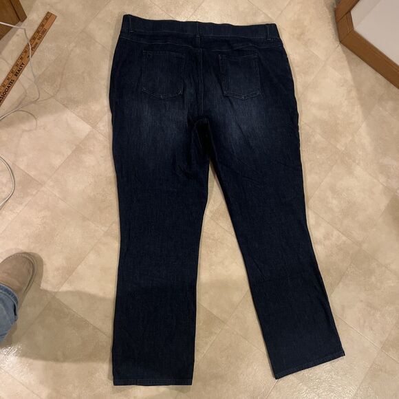2xl Betabrand Jeans Womens Medium Dark Wash Pull On Straight Leg Blue Denim - Picture 7 of 8